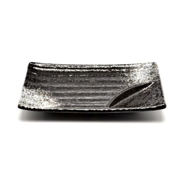 Plato 20x13cm. Black-gris