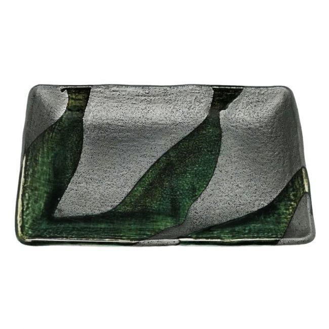 Plato 21x13cm. Preto-verde