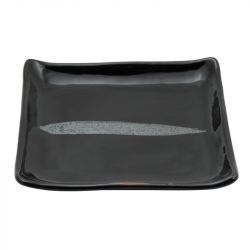 Plato Cuadrado 18cm -Negro- plata