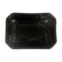 Plato Rectangular Hondo para Salsa  9x6cm Porcelana "Negro-Gris"