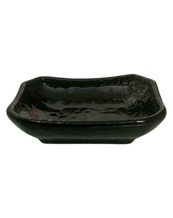 Plato Rectangular Hondo para Salsa  9x6cm Porcelana "Negro-Gris"