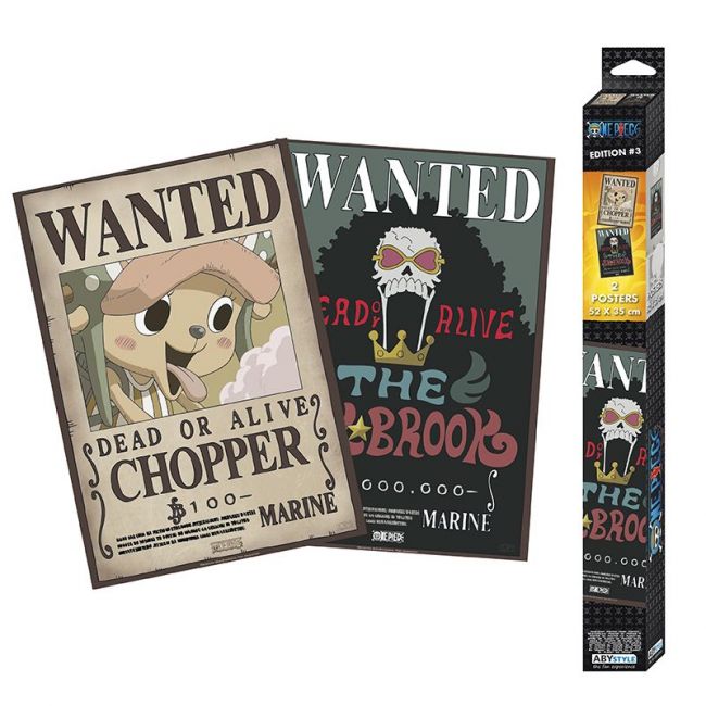 ONE PIECE - Conjunto 2 pôsteres Chibi - Wanted Brook e Chopper (52x35)