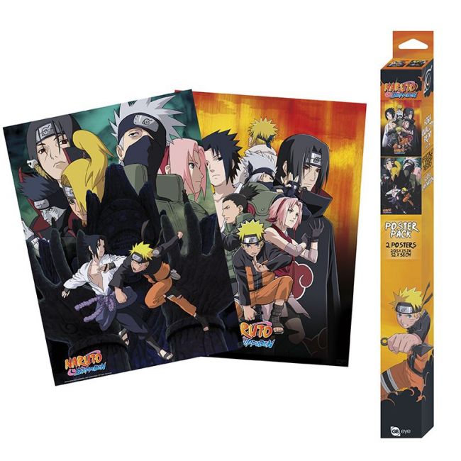 NARUTO SHIPPUDEN - Conjunto 2 Posters Chibi - Ninjas (52x38)