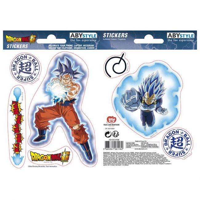 DRAGON BALL SUPER - Adesivos - 16x11cm/ 2 Folhas - Goku & Vegeta