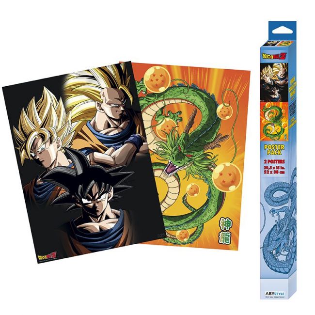 DRAGON BALL - Conjunto 2 pôsteres de Chibi - Goku e Shenron (52x38)