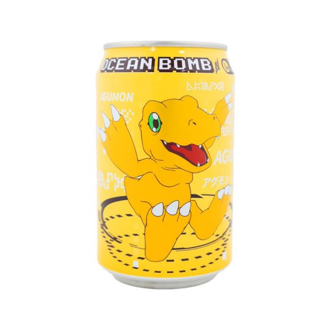 Bebida con gas sabor plátano digimon (OCEAN BOMB) 330ml