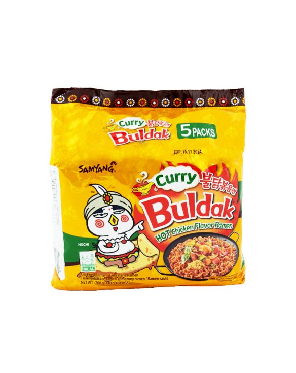 Pack de Fideos instantáneos BULDAK sabor pollo al curry picante (SAMYANG) 700g (5ux140g)