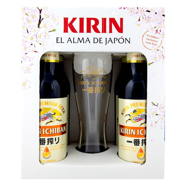 Cerveza (KIRIN ICHIBAN) 4x330ml +VASO Alc.5%